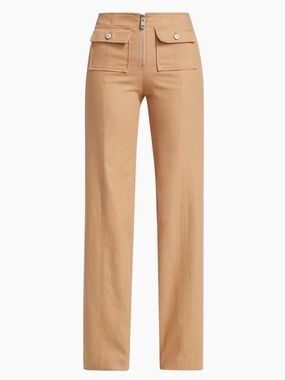 Cinq à Sept Azure Cotton Blend Zip Front Pants Sahara Tan | Size 8 | Like New